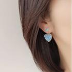 Heart Alloy Dangle Earring 1 Pair - Asymmetric - Dark Blue & Light Blue - One Size