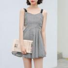 Strappy Plaid A-line Mini Dress