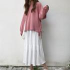 Lace-up Pullover / Maxi A-line Skirt