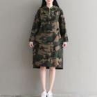 Hooded Camouflage Printed Dress
