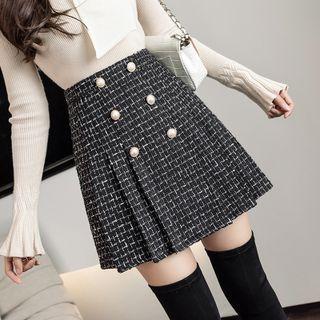 High-waist Plaid A-skirt