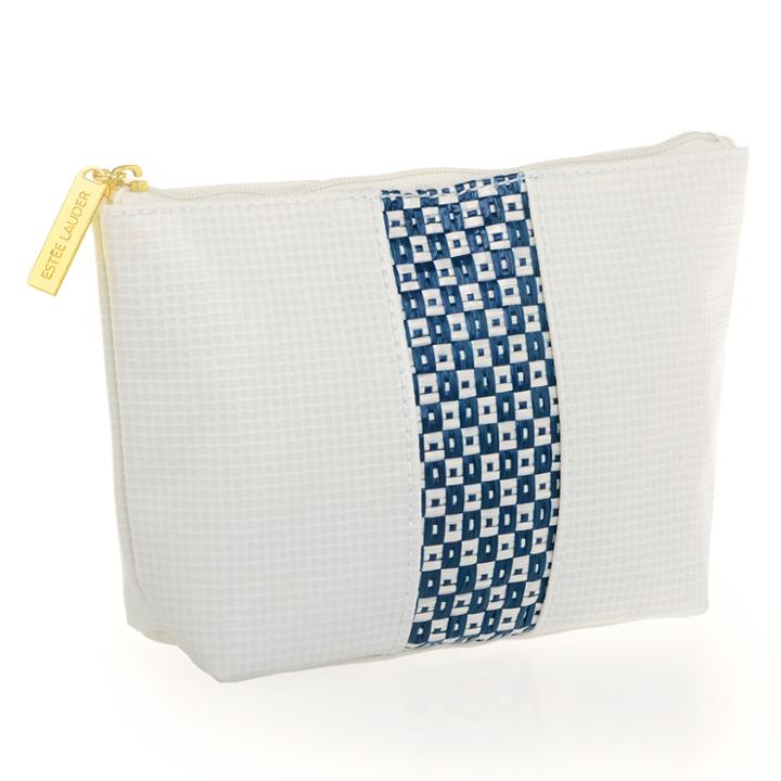 Estee Lauder - Blue And White Lattice Print Pouch 1 Pc