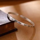 Chinese Characters Sterling Silver Open Bangle 1pc - Silver - One Size