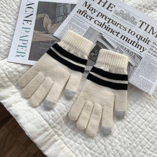 Striped Touchscreen Knit Gloves
