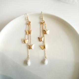 Butterfly Faux Crystal Fringed Earring