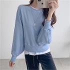 Balloon-sleeve Seam-trim Oversized Sweatshirt