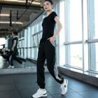 Set: Short Sleeve Sport T-shirt + Sport Bralette + Sweatpants