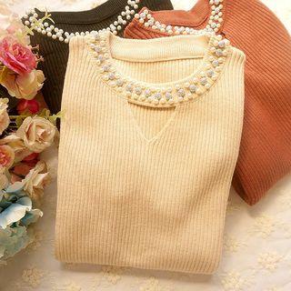 Beaded Cutout Sweater
