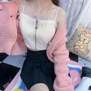 Zip Lace Camisole Top Almond - One Size