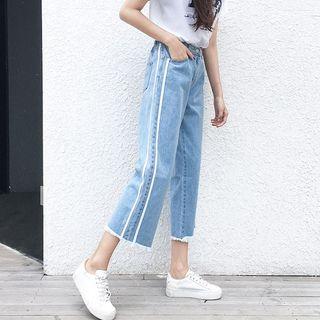 High-waist Striped Jeans