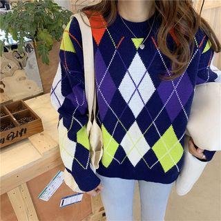 Geometric Loose-fit Sweater As Figure - One Size