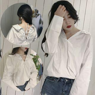 V-neck Lace-up Shirt