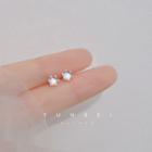 925 Sterling Silver Stud Earring 1 Pair - Silver & Transparent - One Size