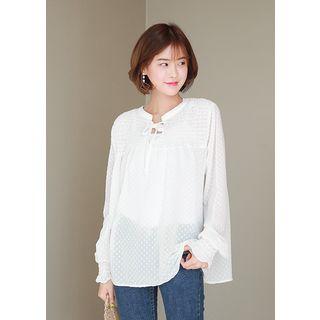 Tie-front Smocked Appliqu  Top