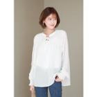 Tie-front Smocked Appliqu  Top