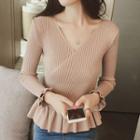 V-neck Peplum Sweater