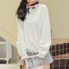 Letter Print Cutout Pullover Off-white - One Size