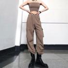 Lace Up Tube Top / Cropped Harem Pants
