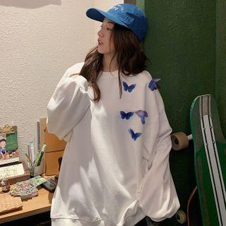 Butterfly Applique Crewneck Pullover