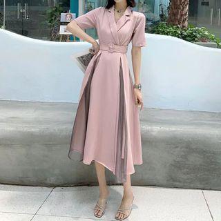 Short-sleeve Mesh Shirt Dress