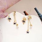 Non-matching Glaze Planet Faux Pearl Dangle Earring