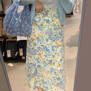 Floral Midi A-line Skirt 8810 - As Shown In Figure - One Size