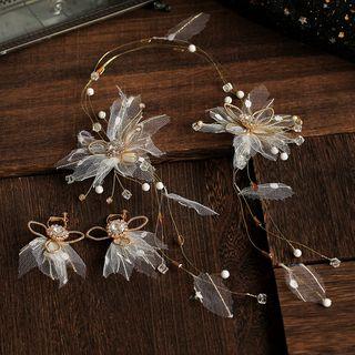 Wedding Set: Mesh Branches Headpiece + Dangle Earring