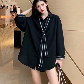 Long-sleeve Blouse With Necktie