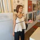 Sleeve Contrast-trim Shirred Top