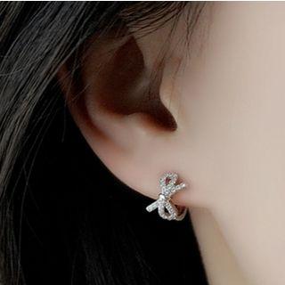 Bow Huggie Earring 1 Pair - Silver - One Size