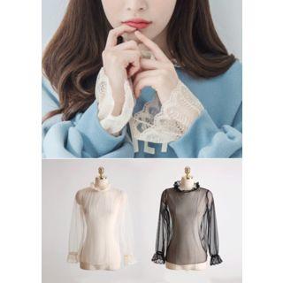 Frilled See-through Tulle Top