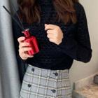 Long Sleeve Mock Neck Eyelet Lace Top