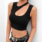 Cut-out Halter Cropped Tank Top