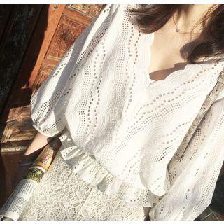 3/4-sleeve Eyelet Lace Blouse