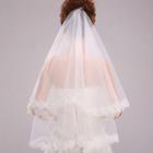 Lace Trim Rhinestone Wedding Veil