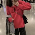 Collared Sweater / Printed Straight Leg Pants