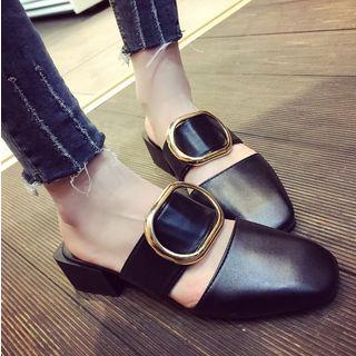 Buckled Low-heel Mules