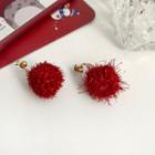 Pom Pom Drop Earring 1 Pair - Red - One Size