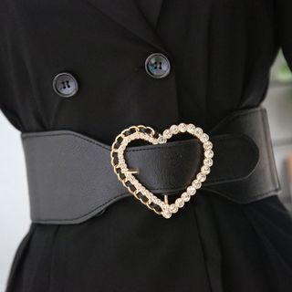 Faux Pearl Rhinestone Corset Belt Black - One Size