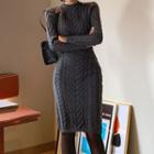 Set: Cable Knit Sweater + Skirt Sweater - Gray - One Size / Skirt - Gray - One Size