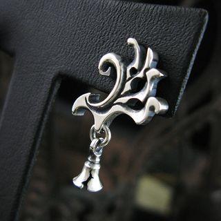 Bell-charm Gemstone Sterling Silver Single Earring Single - Silver & Light Blue - One Size