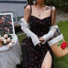 Spaghetti Strap Cherry Print Midi A-line Dress