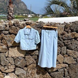 Crop Jacket & Long Skirt Denim Set