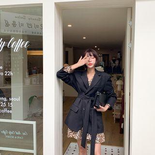 Single-breasted Longline Blazer With Sash