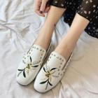 Embroidery Studded Loafers