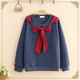 Bow Detail Fleece-lined Sweatshirt