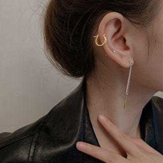 Geometric Asymmetrical Sterling Silver Earring 1 Pair - Gold - One Size
