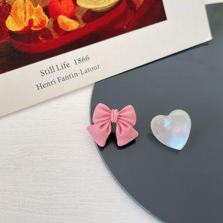 Bow Heart Resin Asymmetrical Earring