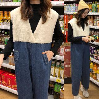 Fleece-panel Sleeveless Jumpsuit