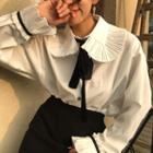Pleated Trim Long-sleeve Shirt